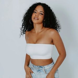 Klassy Network Tube Top Brami (Crop) - White, Size XS